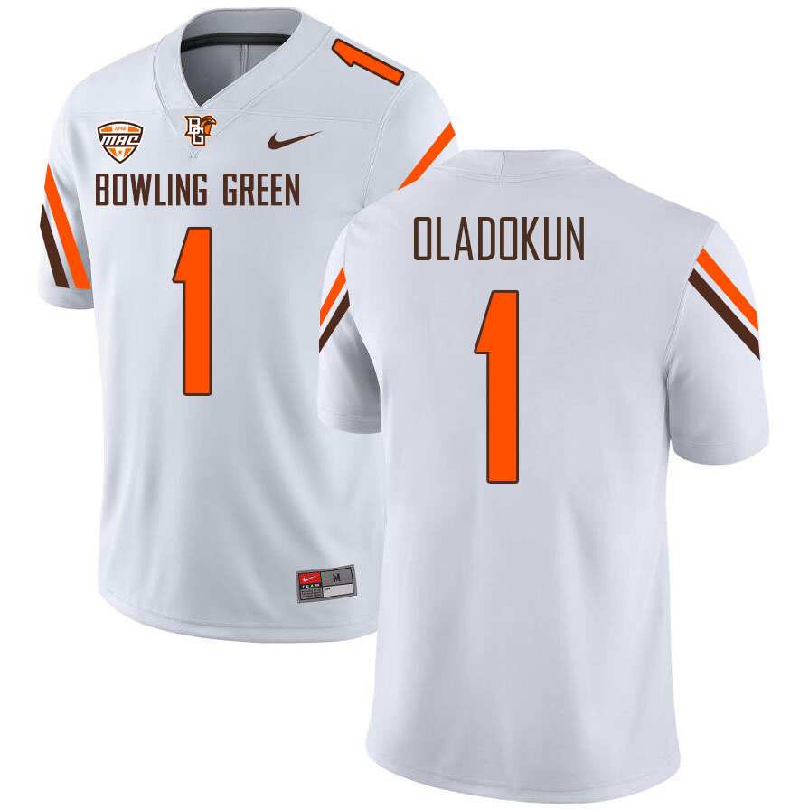 Bowling Green Falcons #1 Jordan Oladokun College Football Jerseys Stitched Sale-White